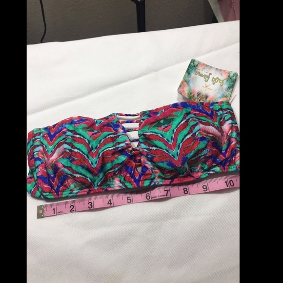 NWT! Luli‎ Fama Strappy V Cut Out Print Bandeau Top [SZ Medium ] - Picture 6 of 8